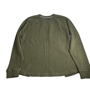 American Giant Shirt Mens Medium French Rib Long Sleeve Olive Green Knit Tee USA